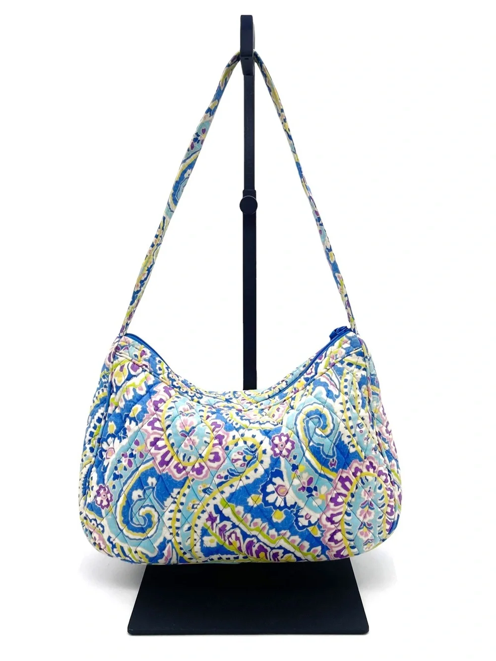 Vera Bradley New Hobo Capri Blue 2007 Quilted Paisley Shoulder Bag Blue Purple